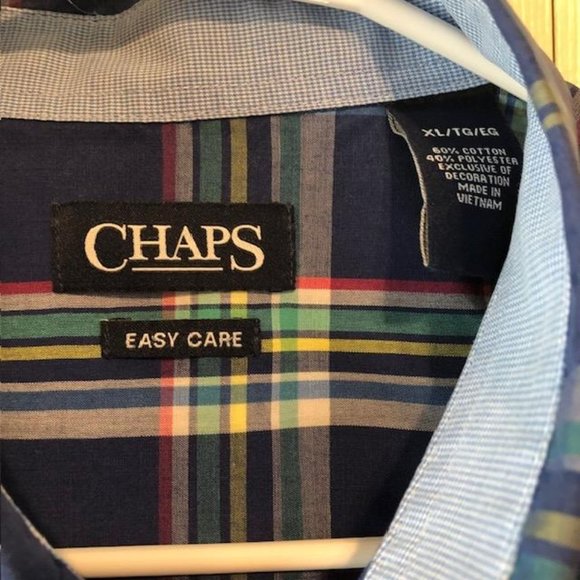 Men's Chaps Easy Care Plaid Shirt XL - Picture 4 of 5